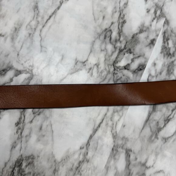 Express Brown Genuine Leather Made in USA Mens Size 38 40 Work Belt Silver Tone - Picture 11 of 12
